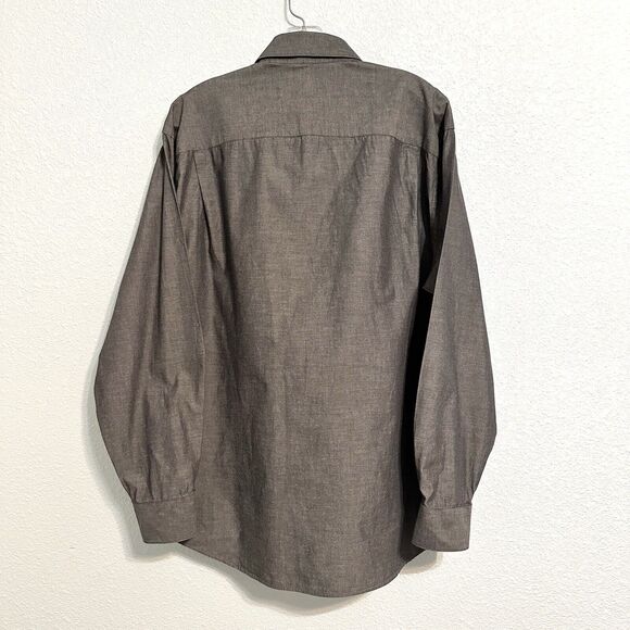 Donna Karan Signature Dress Shirt Mens Size 16 34-35 Grey Cotton Long Sleeve - Picture 2 of 10